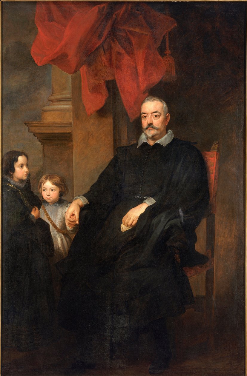 Portret szlachty Genois z dwiema młodymi dziewczynami Obraz Antonie Van Dyck (1599-1641) 1621-1627 Ndz. 223,5x148,5 cm Kolekcja prywatna autorstwa Anthony van Dyck