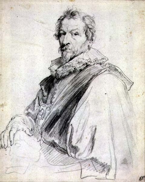 Portret Hendricka Van Balena (czarna kreda) autorstwa Anthony van Dyck