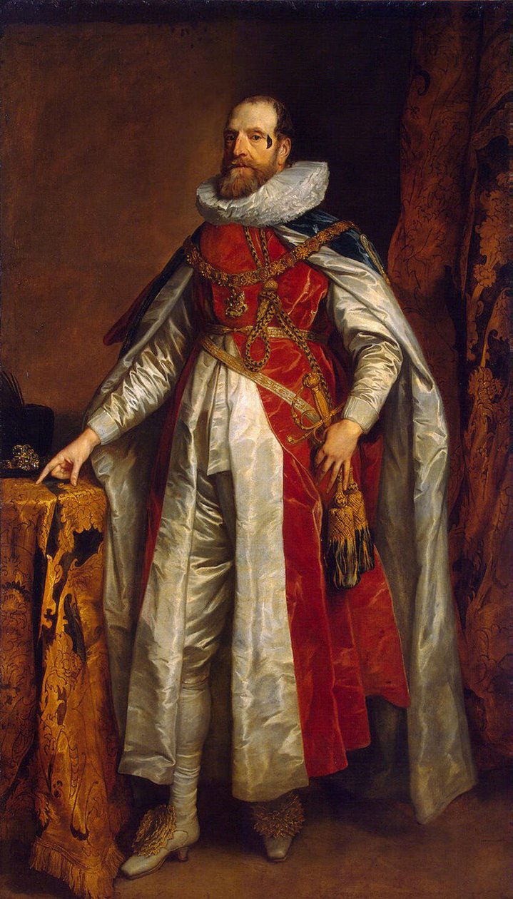 Portret Henry Danvers, 1. hrabia Danby 1573-1644, w szatach jako rycerz podwiązki, koniec lat 30. XVI wieku autorstwa Anthony van Dyck