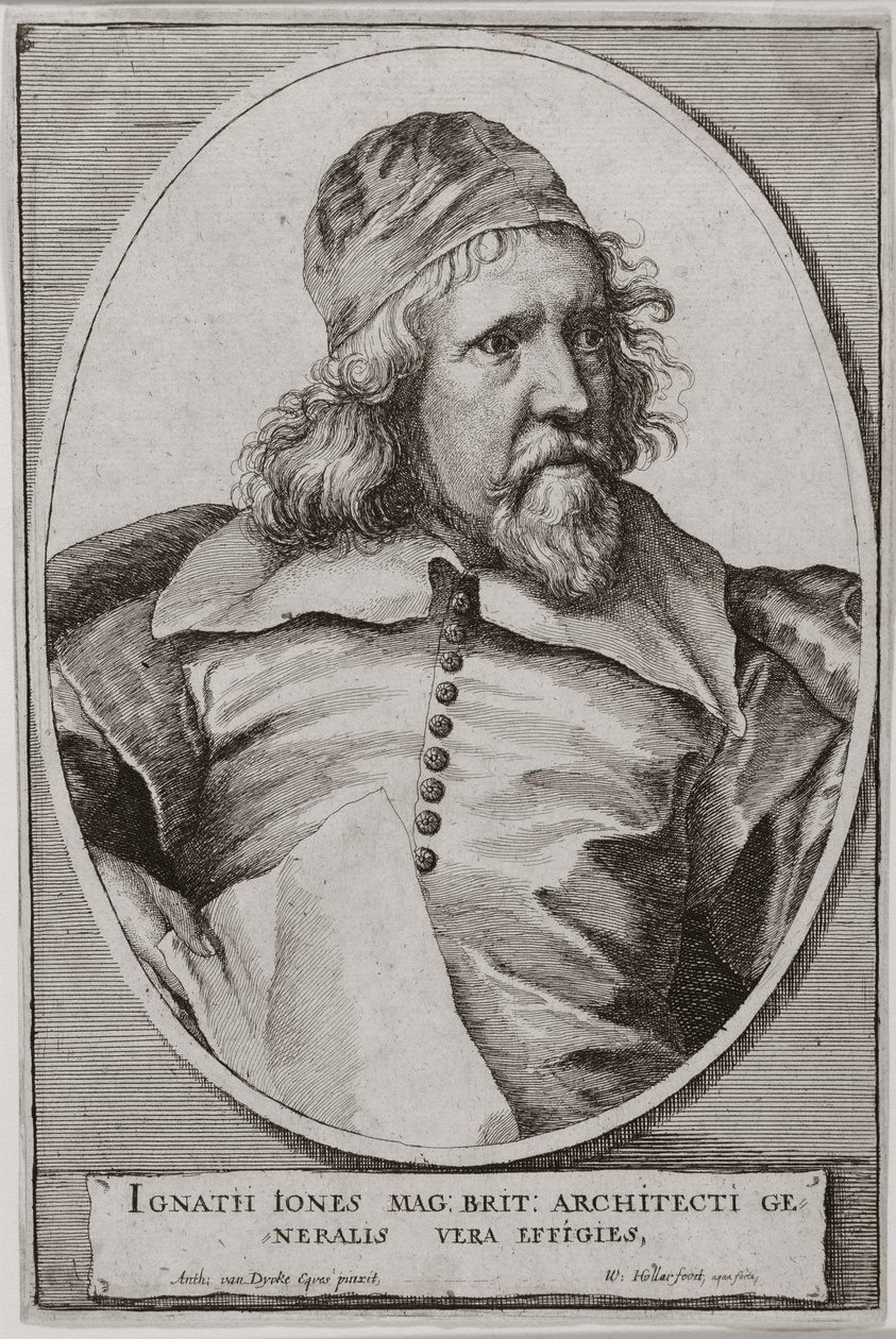 Portret Inigo Jones (1573-1652) rytowany przez Wenceslausa Hollara (1607-77) 1655 autorstwa Anthony van Dyck