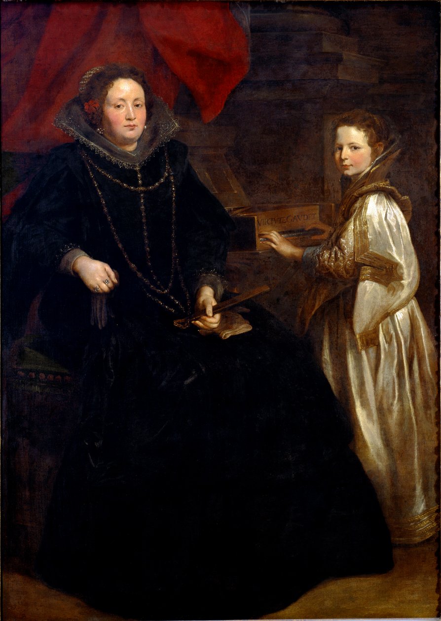 Portret Porzii Imperiale z córką Marią Francescą przy klawesynie Obraz Antonie Van Dyck (1599-1641) 1626 nd. 184,5x134 cm Bruksela, Królewskie Muzea Sztuk Pięknych, nr inw. 6115 autorstwa Anthony van Dyck