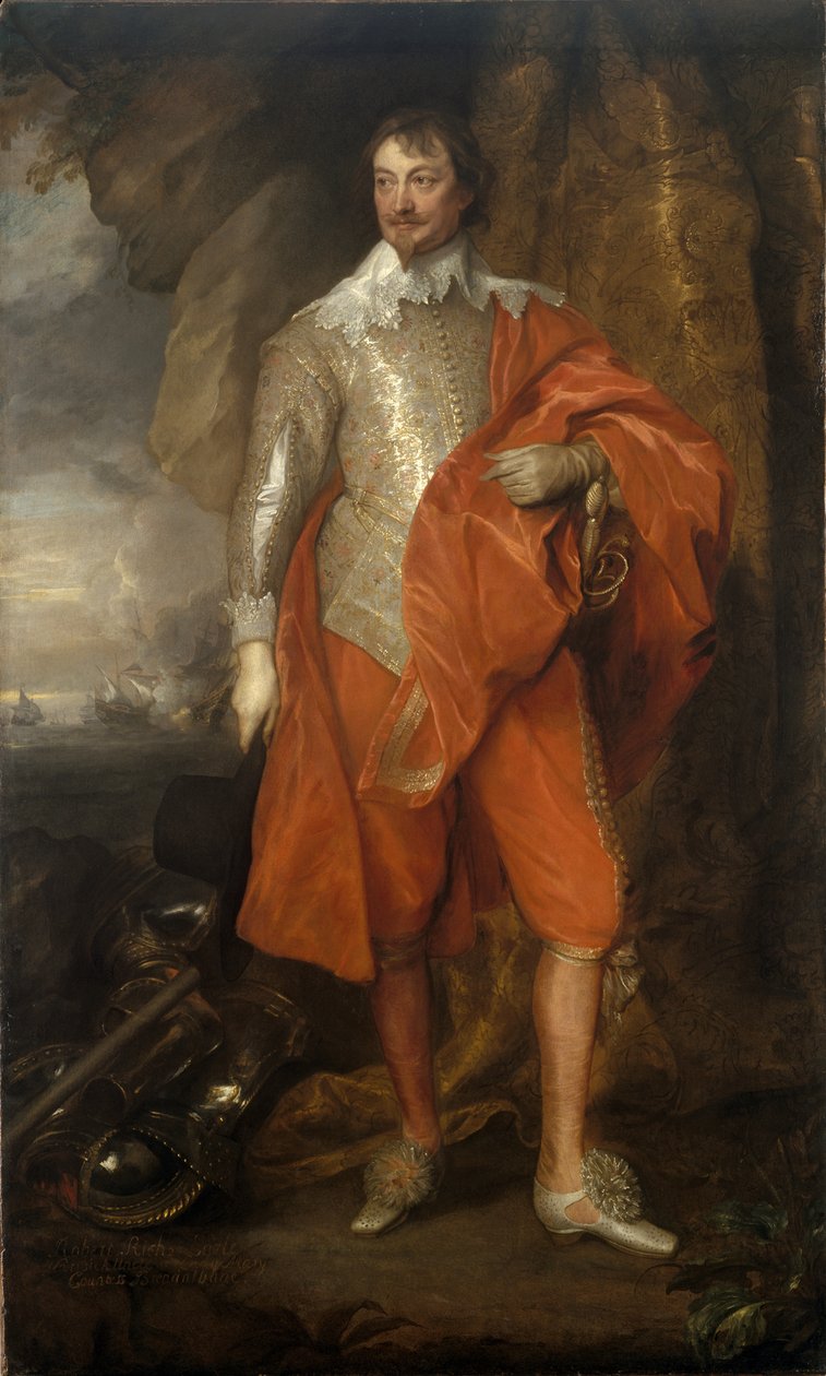 Portret Roberta Richa, 2. hrabiego Warwick 1587-1658, między 1632 a 1641 autorstwa Anthony van Dyck