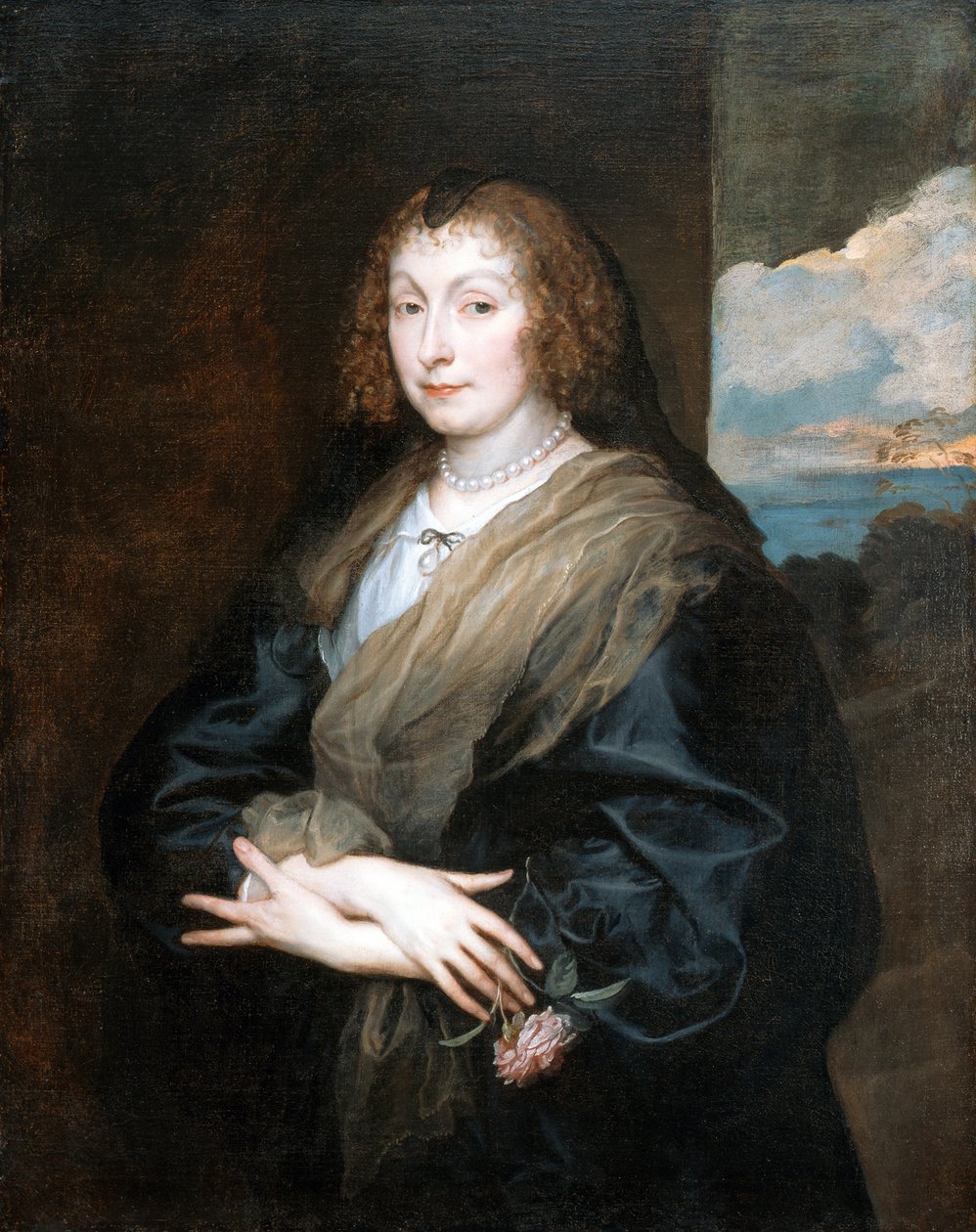 Portret kobiety z różą, między 1635 a 1639 autorstwa Anthony van Dyck