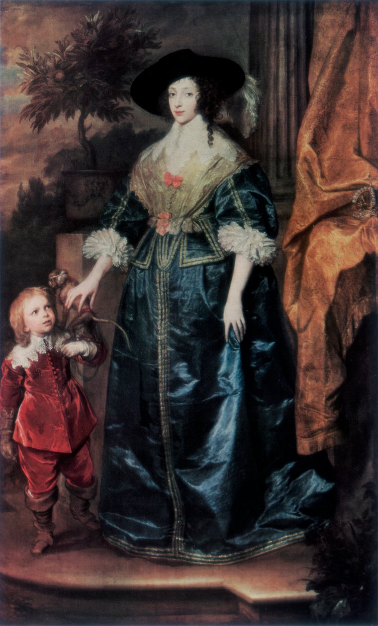 Królowa Henrietta Maria i jej karzeł Sir Jeffrey Hudson, c1633, 1927 autorstwa Anthony van Dyck