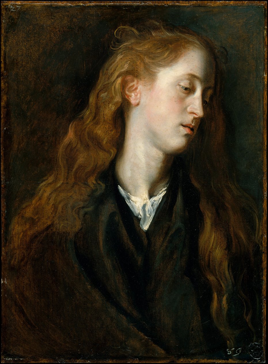 Studium głowy młodej kobiety autorstwa Anthony van Dyck
