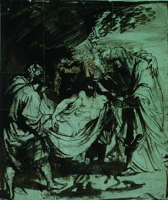 Study for the Entombment (czarna kreda/brązowy tusz) autorstwa Anthony van Dyck