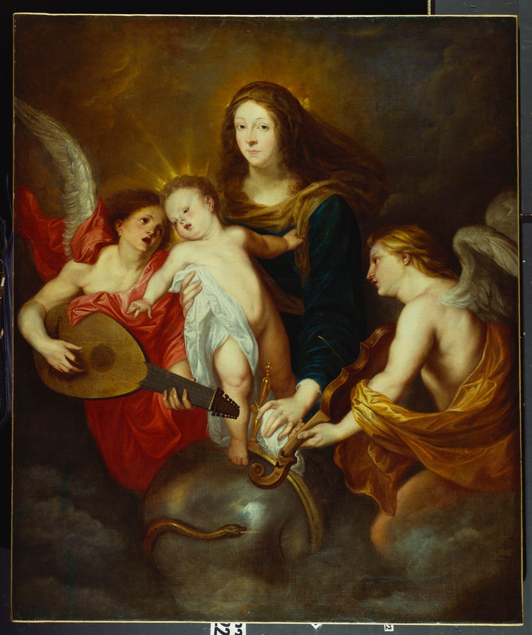 Dziewica z Dzieciątkiem triumfująca nad grzechem z dwoma muzycznymi aniołami autorstwa Anthony van Dyck