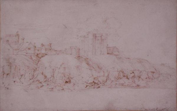 Wieża Ypres, Rye, widziana od południa (pióro i atrament na papierze) autorstwa Anthony van Dyck