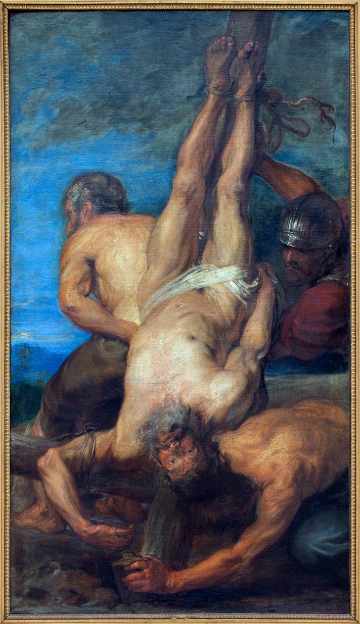 Męczeństwo św. Piotra. Obraz przypisywany Antoonowi Van Dyckowi (1599-1641), olej na płótnie autorstwa Anthony van Dyck