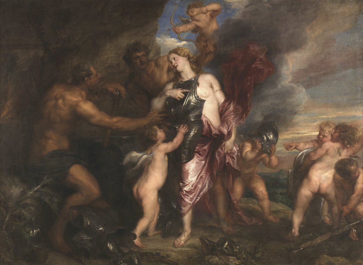 Thetis odbiera nową zbroję dla Achillesa w kuźni Wulkana autorstwa Anthony van Dyck