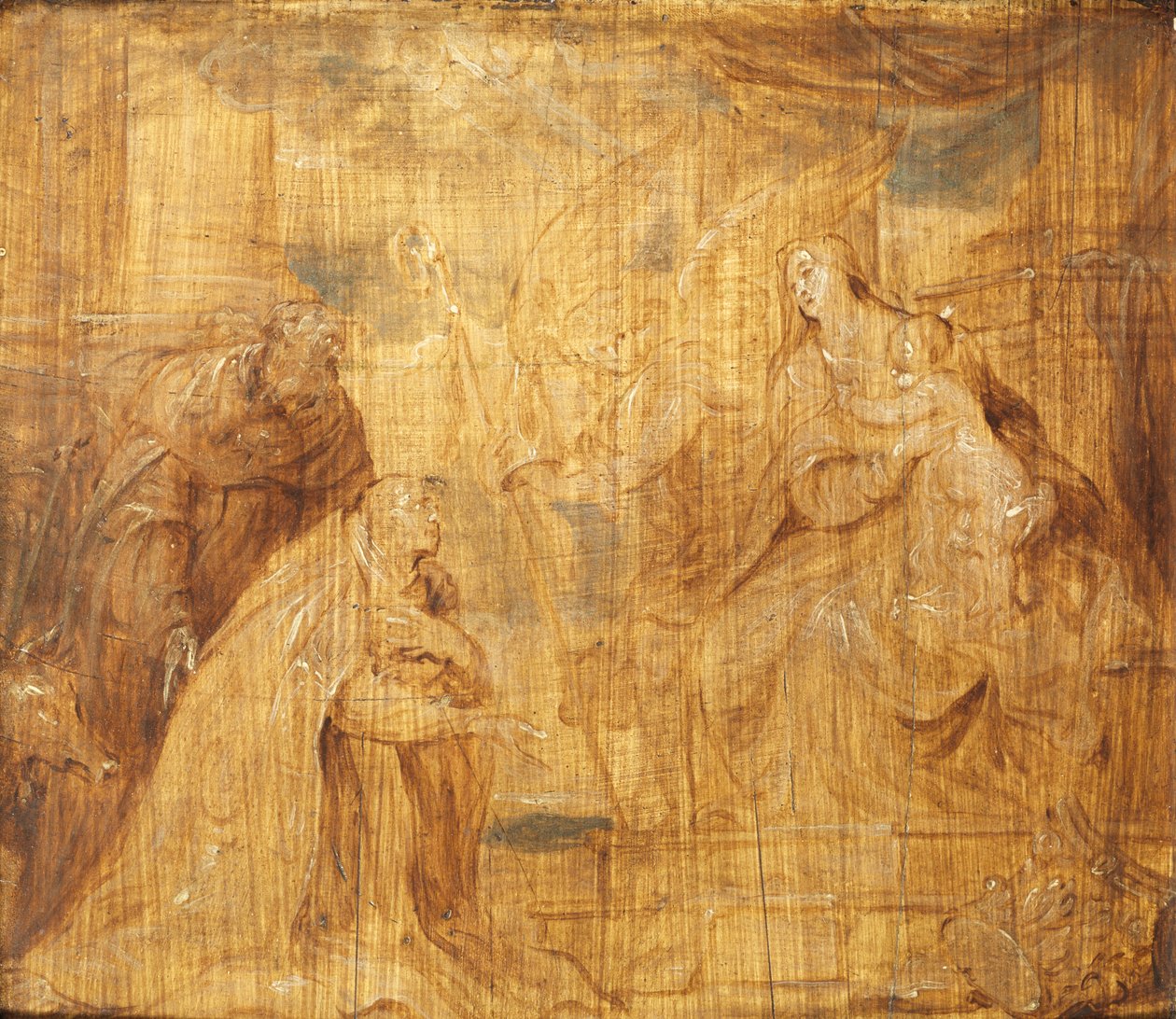 Dziewica z Dzieciątkiem z Biskupem Dawcą i św. Antonim Opatem, 1628-32 autorstwa Anthony van Dyck