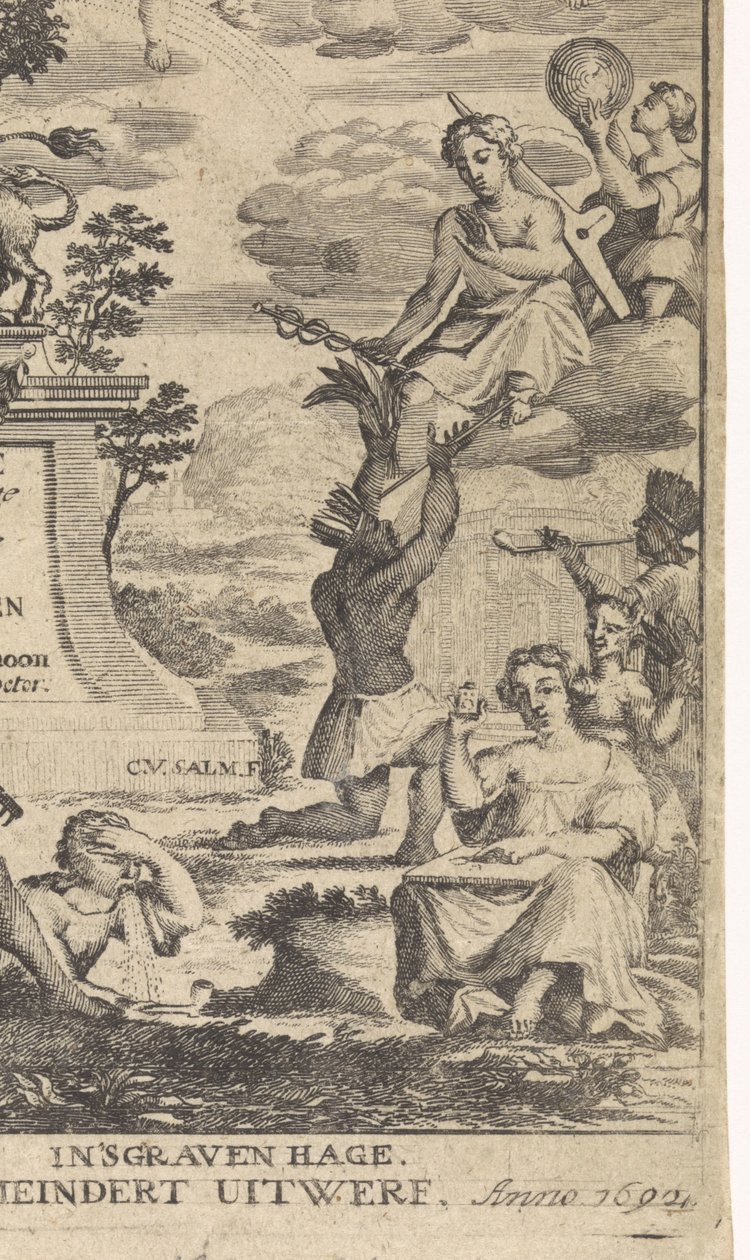 Alegoria botaniki Strona tytułowa dla: Theodorus Schoon, Prawdziwe ćwiczenia i analiza roślin, 1692 autorstwa Anthony van Zijlvelt