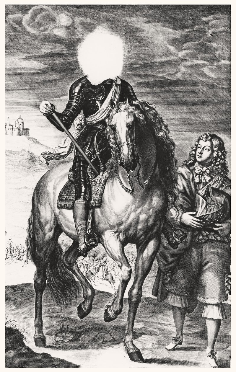 Portret konny bez głowy, pierwotnie Ludwika Francji, rytowany przez Pierre Lombard (1612-80) (patrz 105377-8) autorstwa Anthony van after Dyck