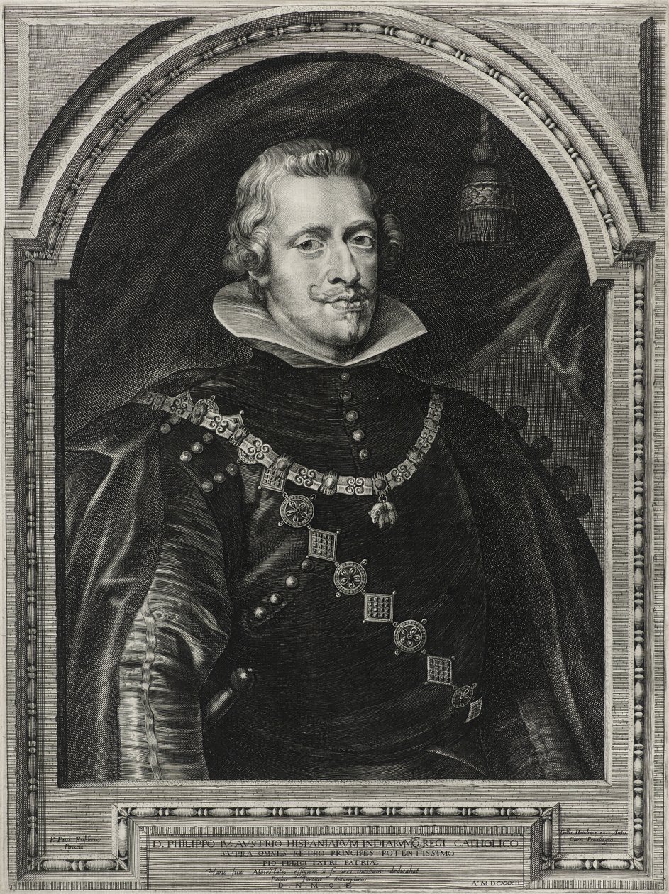Filip IV, król Hiszpanii, rycina Paulus Pontius (1603-58), 1632 (rycina na papierze czerpanym) autorstwa Anthony van after Dyck