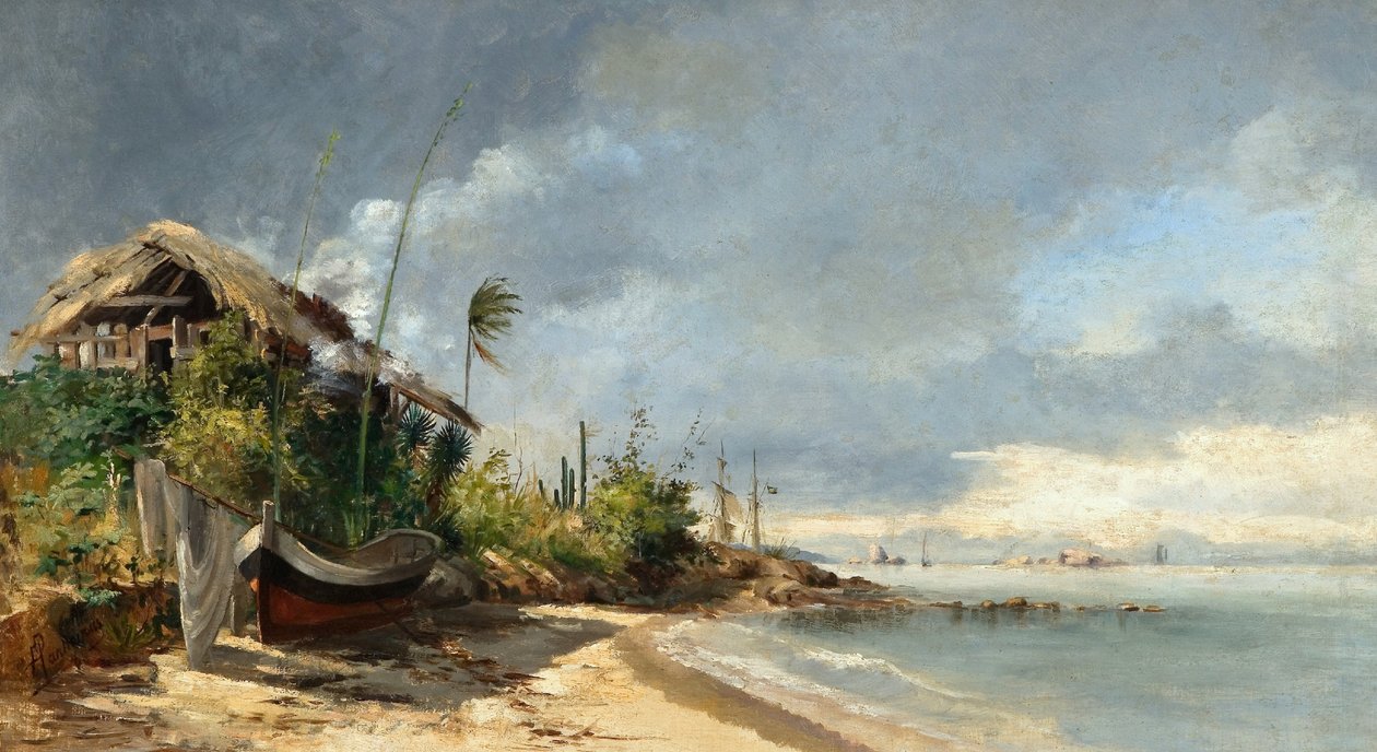 Widok na plażę, São Domingos, Niterói, RJ autorstwa Antonio Parreiras