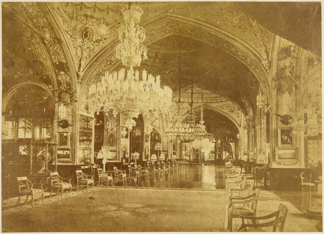 Talar-i Muzeh, zwany także Talar-i Salam (sala audiencyjna), Pałac Gulistan, Teheran, 1880-90 autorstwa Antoin Sevruguin