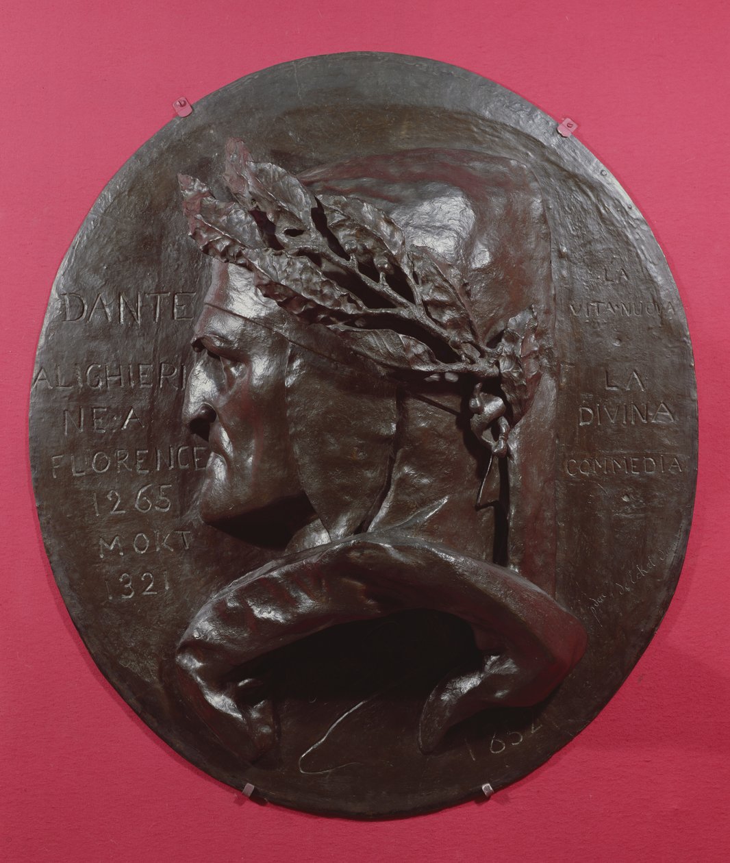 Medalion przedstawiający Dante Alighieri (1265-1321) (brąz) autorstwa Antoine Augustin Preault