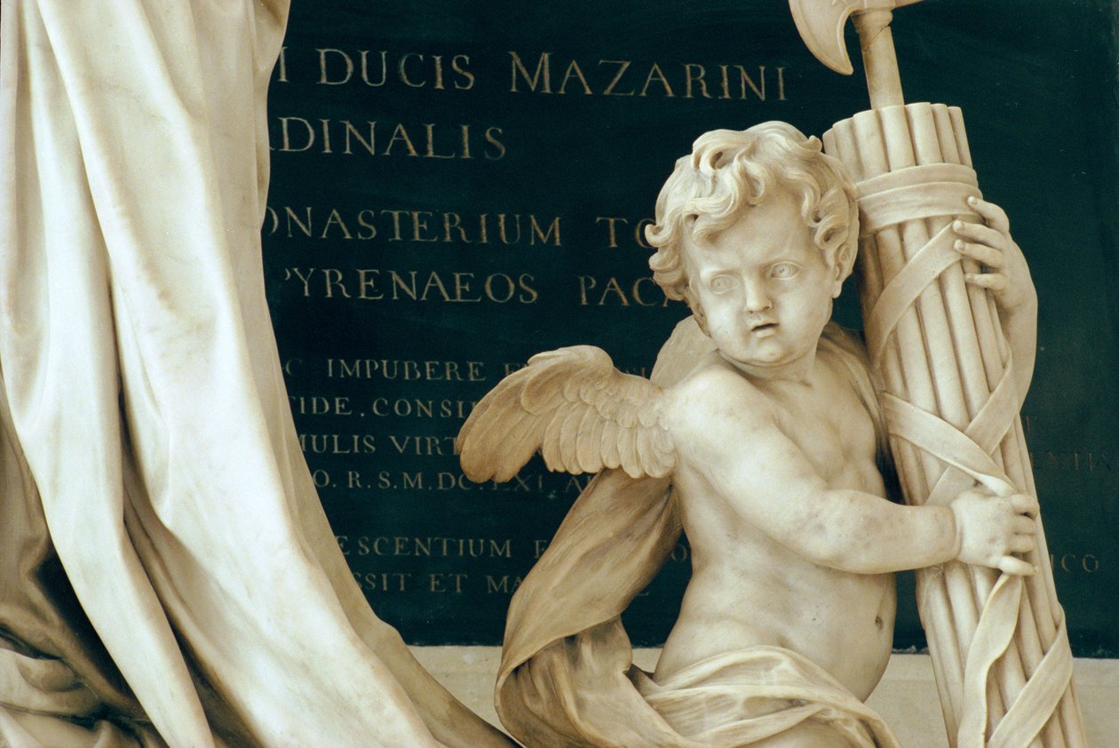 Detal grobowca kardynała Jules Mazarin 1602-61 1689-93, w kaplicy marmur i brąz. autorstwa Antoine Coysevox