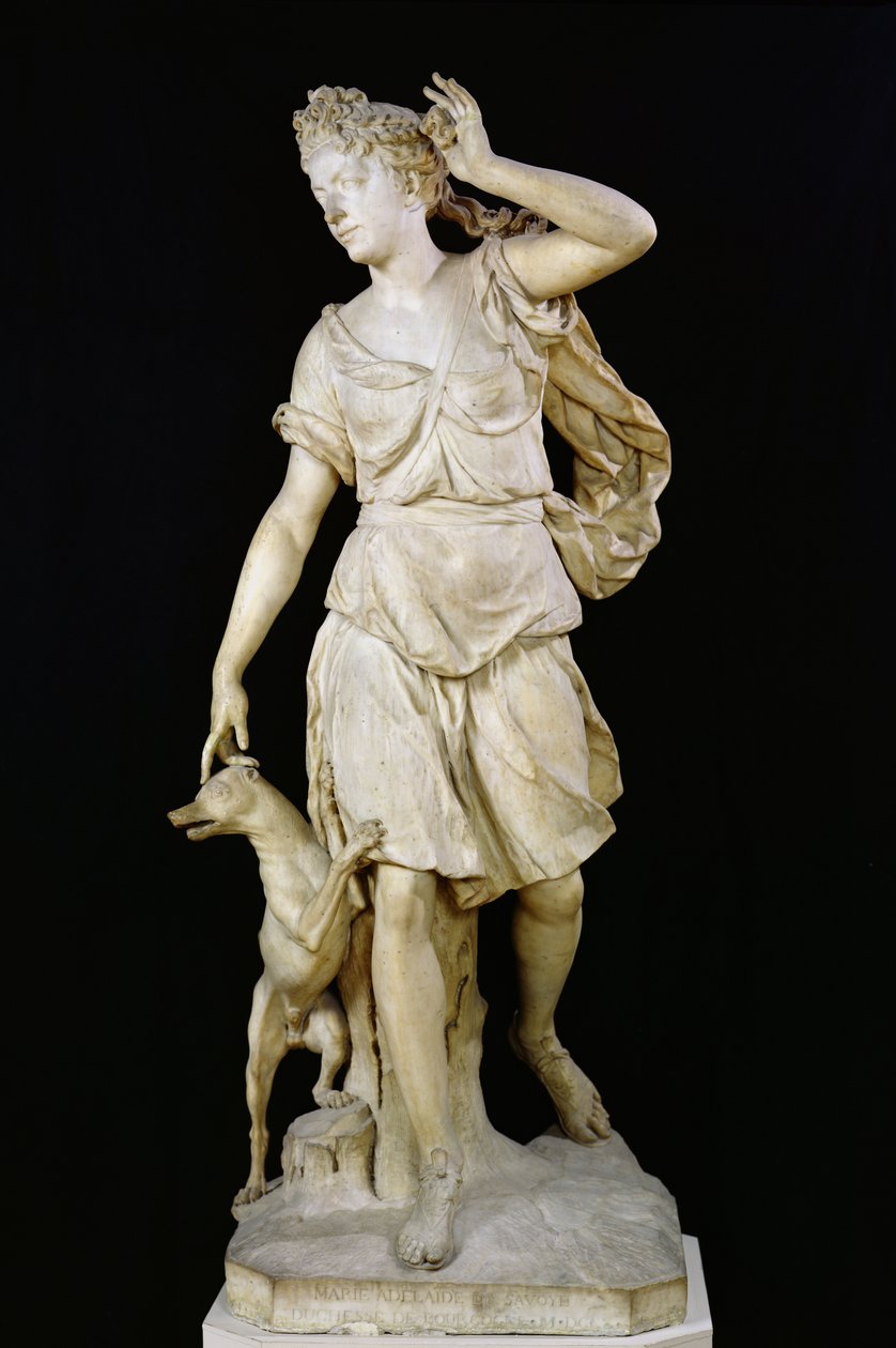 Marie Adelaide of Savoy (1685-1712) Księżna Burgundii, jako Diana Łowczyni, 1709 (marmur) autorstwa Antoine Coysevox