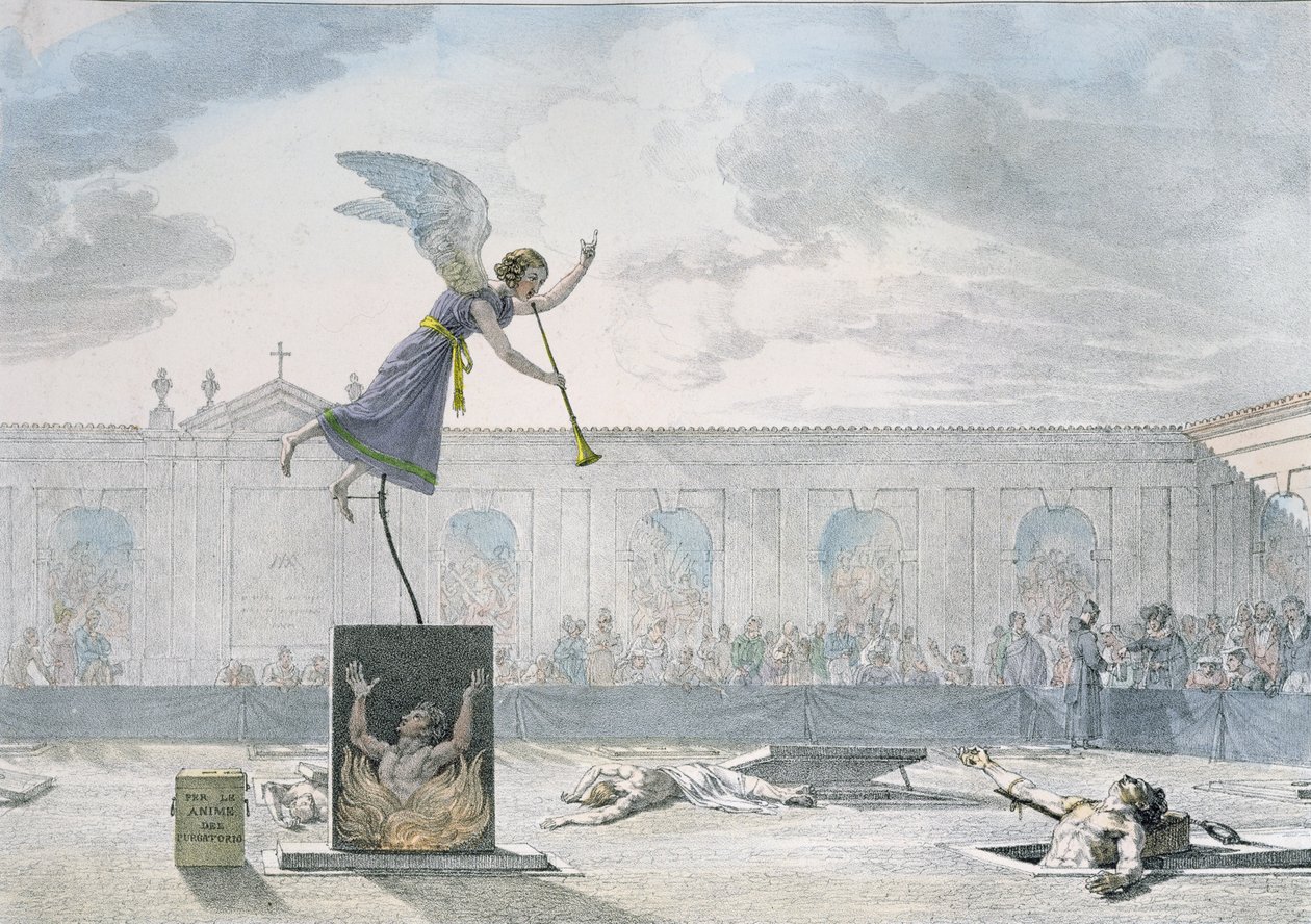 Dramatyzacja czyśćca, ryty przez Francois Alexandre Villain (1798-1884) c.1820-30 autorstwa Antoine Jean Baptiste Thomas