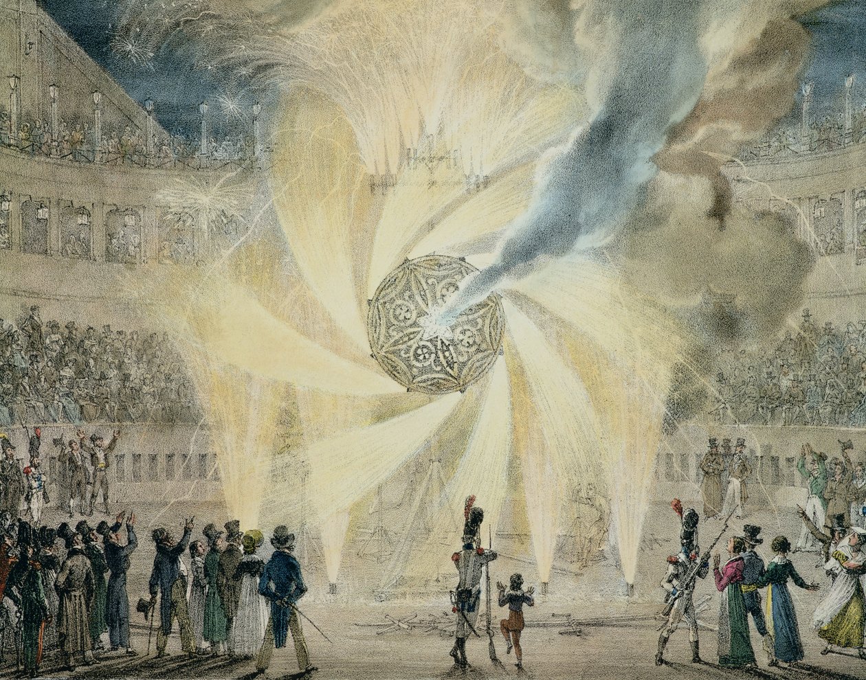 Fajerwerki (kolorowe grawerowanie) autorstwa Antoine Jean Baptiste Thomas