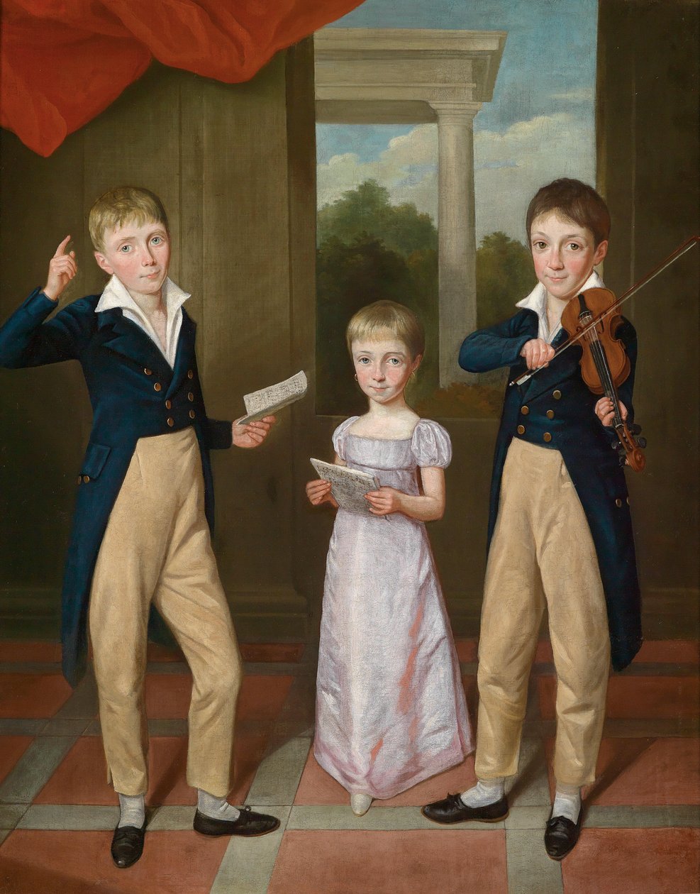 Portret młodej dziewczyny i dwóch chłopców na koncercie domowym autorstwa Antoine Jean Gros