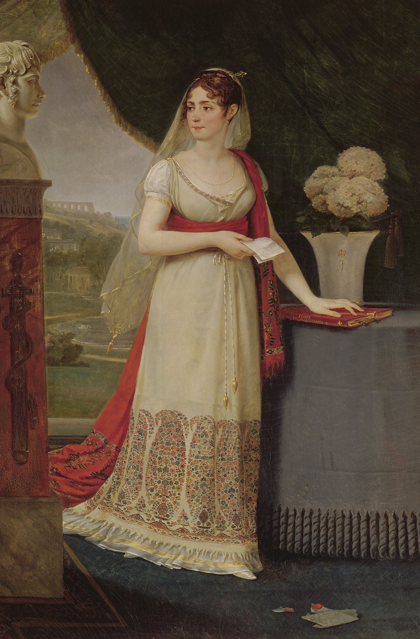 Josephine Tasher de la Pagerie (1763-1814) Cesarzowa Francuzów, patrząca na popiersie swojego syna Eugeniusza de Beauharnais (1781-1824) w Malmaison, 1808 autorstwa Antoine Jean Gros