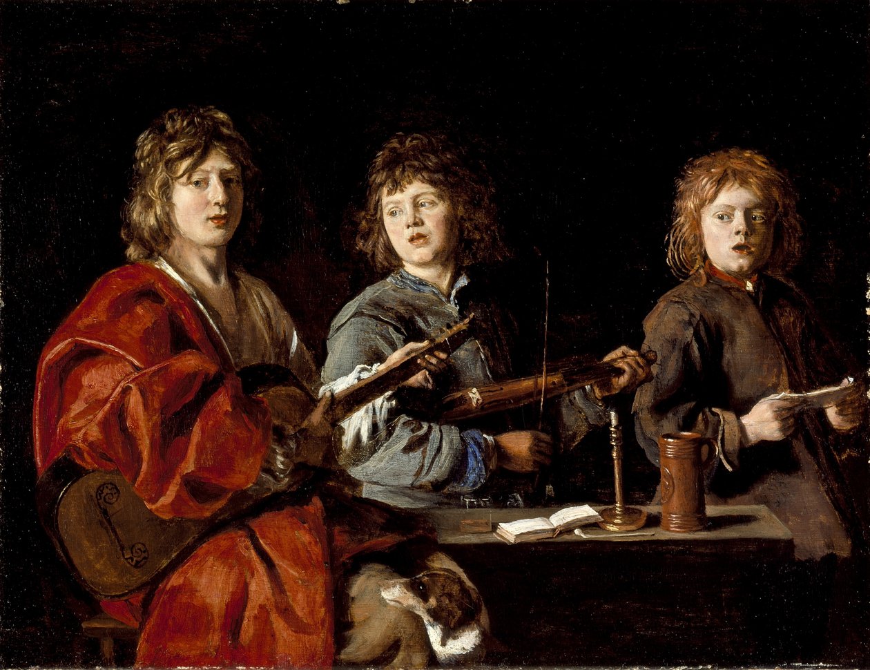Trzech młodych muzyków, ok. 1630 (olej na drewnie) autorstwa Antoine Le Nain