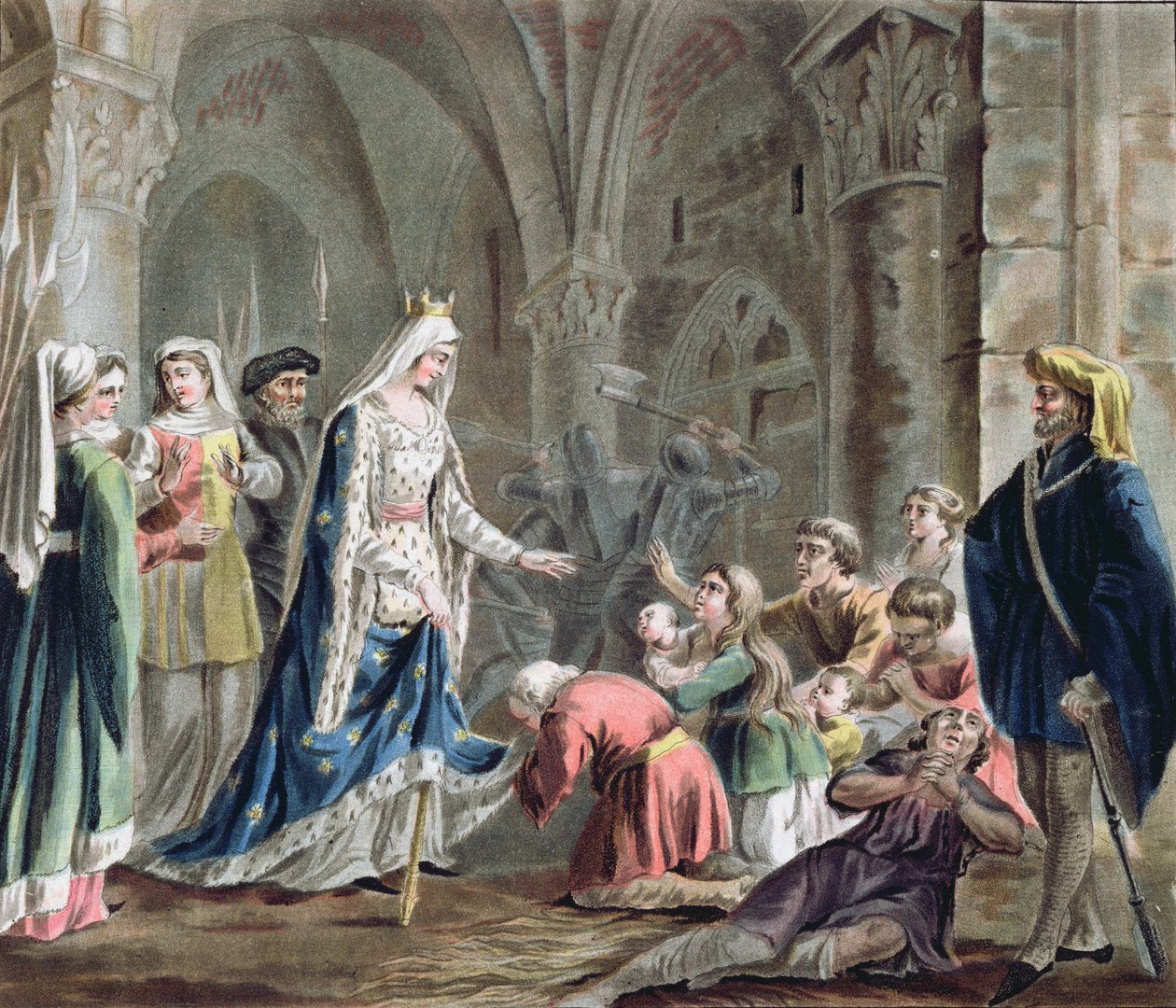 Blanche de Castille (1185-1252) Rozbija więzienia kapituły paryskiej, rycina Jean Baptiste Morret (fl. 1790-1820) 1787 autorstwa Antoine Louis Francois Sergent Marceau
