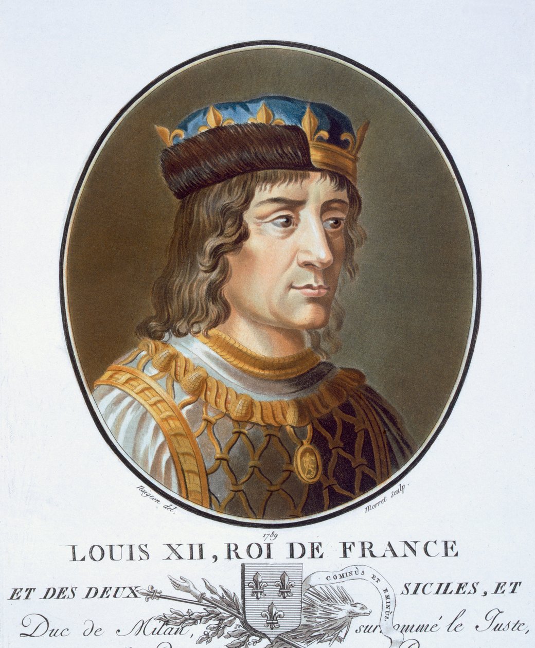 Ludwik XII, z "Portraits des grands hommes, femmes illustres, et sujets memorables de France, grave et imprimes en couleurs", wyd. Pierre Blin, 1786-92, Paryż (rycina kolorowa) autorstwa Antoine Louis Francois Sergent Marceau