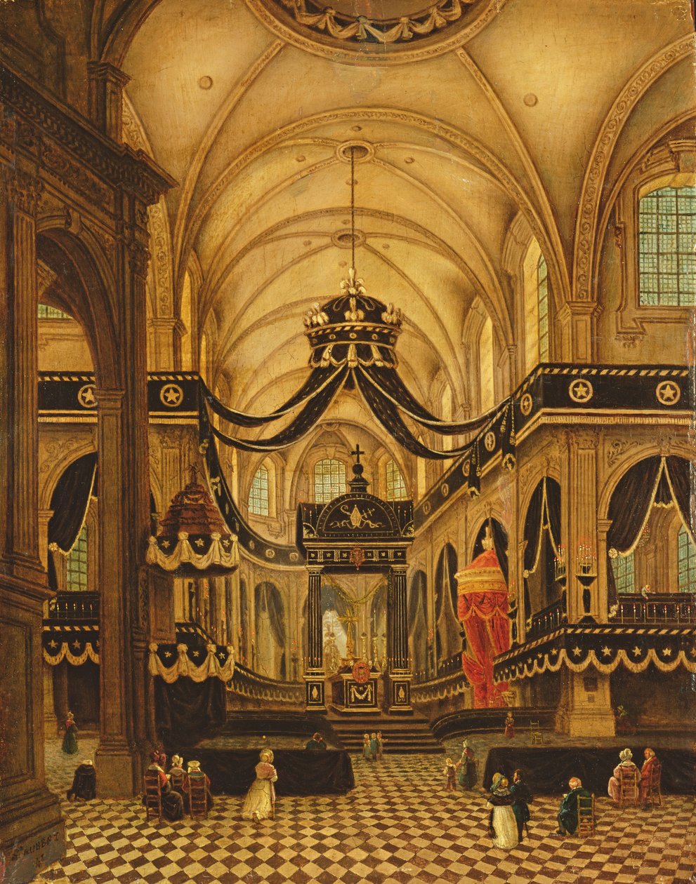 Pogrzeb Louisa Belmasa w katedrze Cambrai autorstwa Antoine Louis Saint Aubert