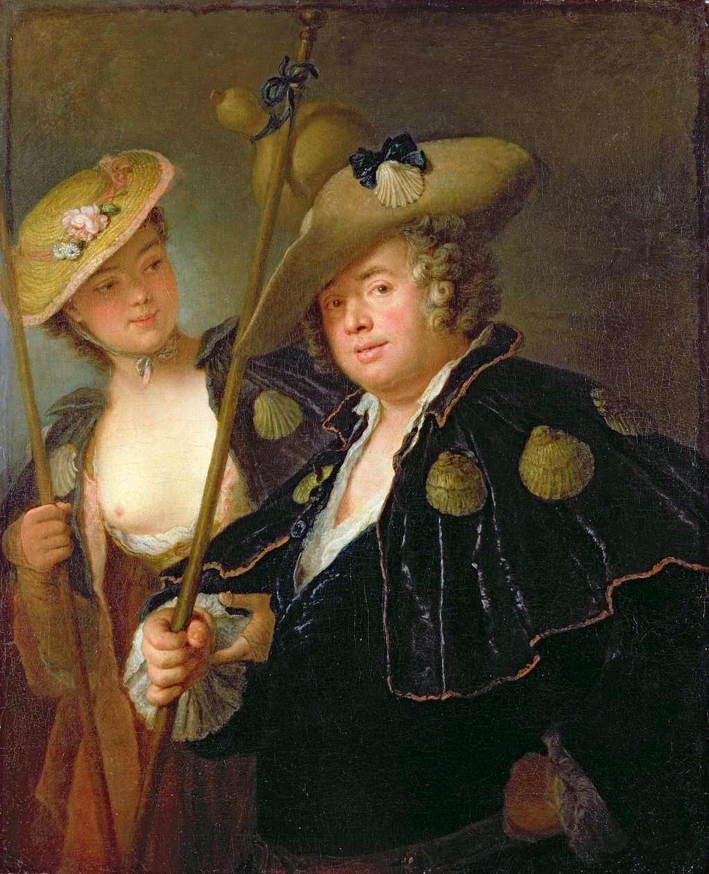 Gustav Adolf Graf von Gotter i jego siostrzenica Friederike von Wangenheum w strojach pielgrzyma, ok. 1750 autorstwa Antoine Pesne
