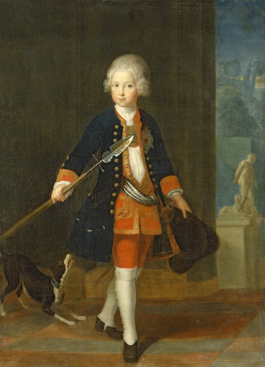 Książę Koronny Fryderyk II w swoim Korpusie Kadetów (mundur Królewskiego Pułku), autorstwa Antoine Pesne