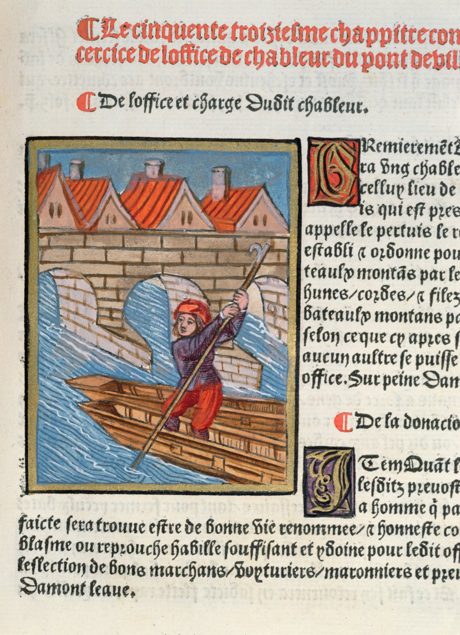 „Chableur”, z „Ordonnances Royaux de la Juridiction de la Prevote des Marchands de la Ville de Paris”, 1528 (wc i gwasz na papierze) autorstwa Antoine Verard