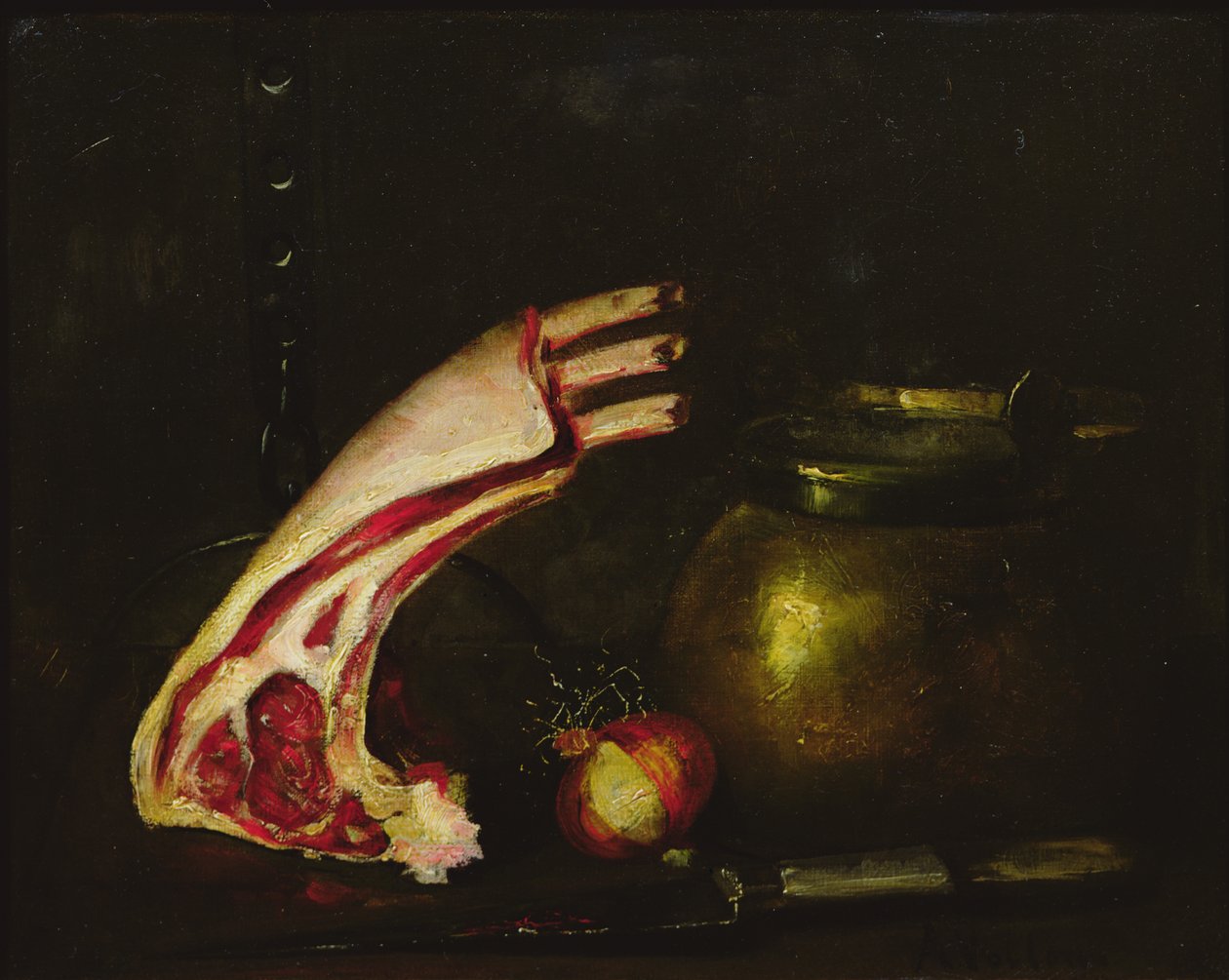 Martwa natura z kotletami autorstwa Antoine Vollon