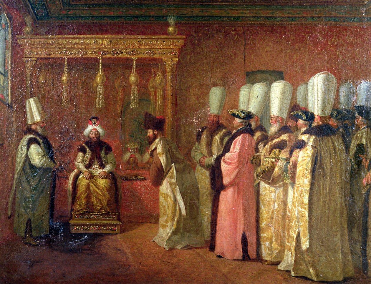 Audiencja Charlesa Graviera (1717-87), hrabiego de Vergennes, z sułtanem Osmanem III (1699-1757) w Konstantynopolu, 1755 autorstwa Antoine de Favray