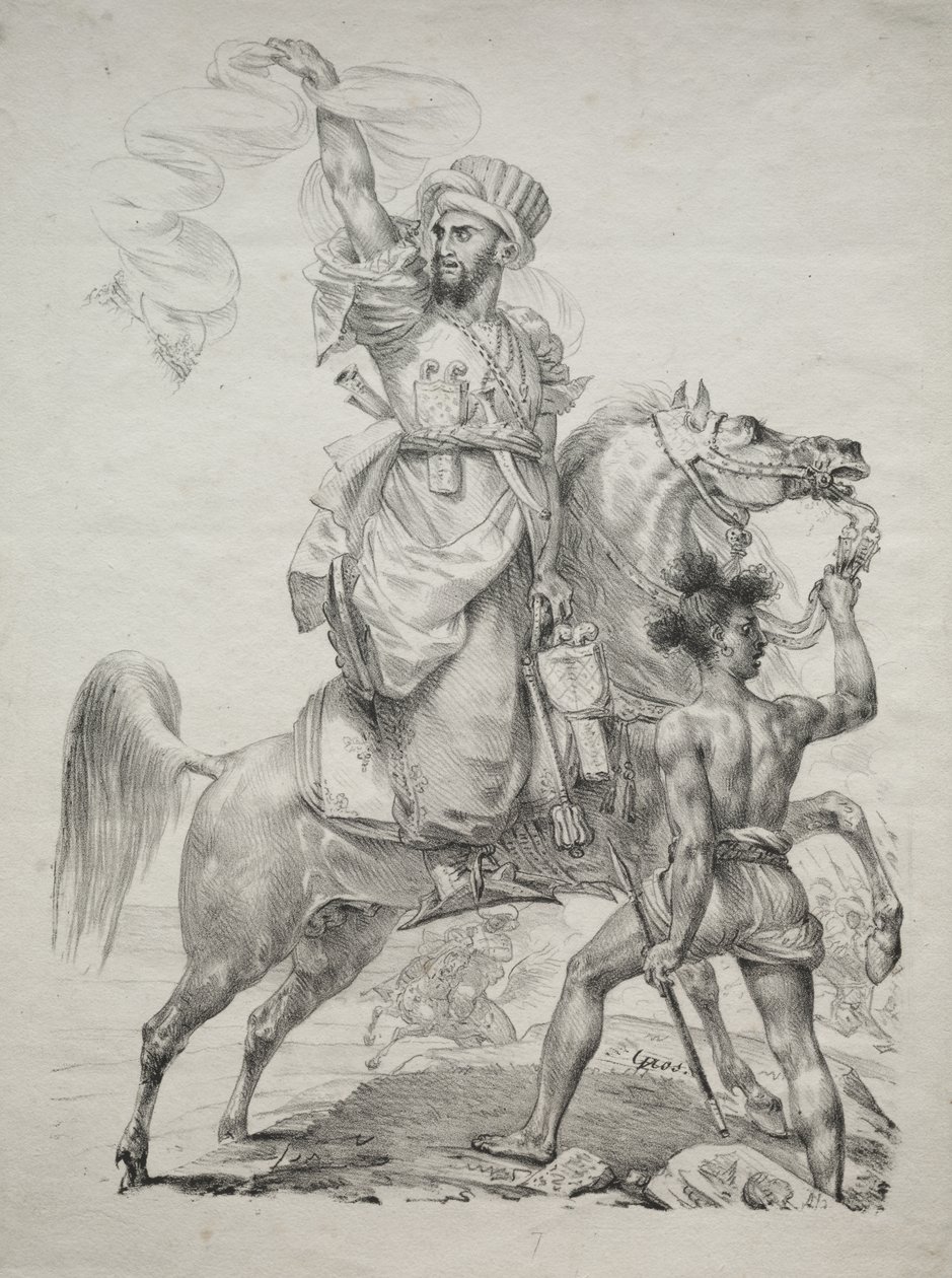 Wódz mameluków na koniu sygnalizujący pomoc autorstwa Antoine-Jean Gros