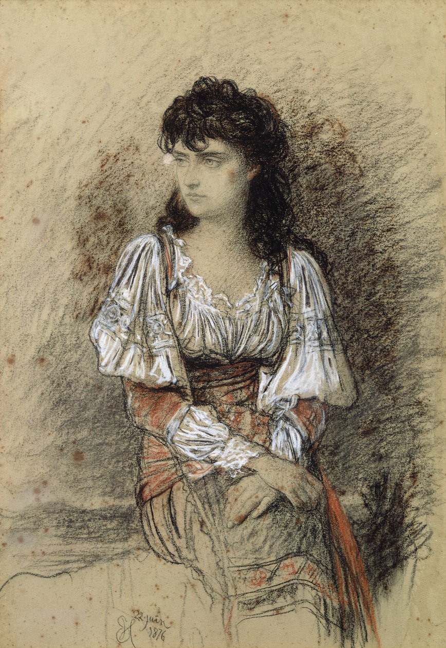 Chłop przebrany, 1876 (akwarela i ołówek na papierze) autorstwa Antoine Auguste Ernest Herbert or Hebert