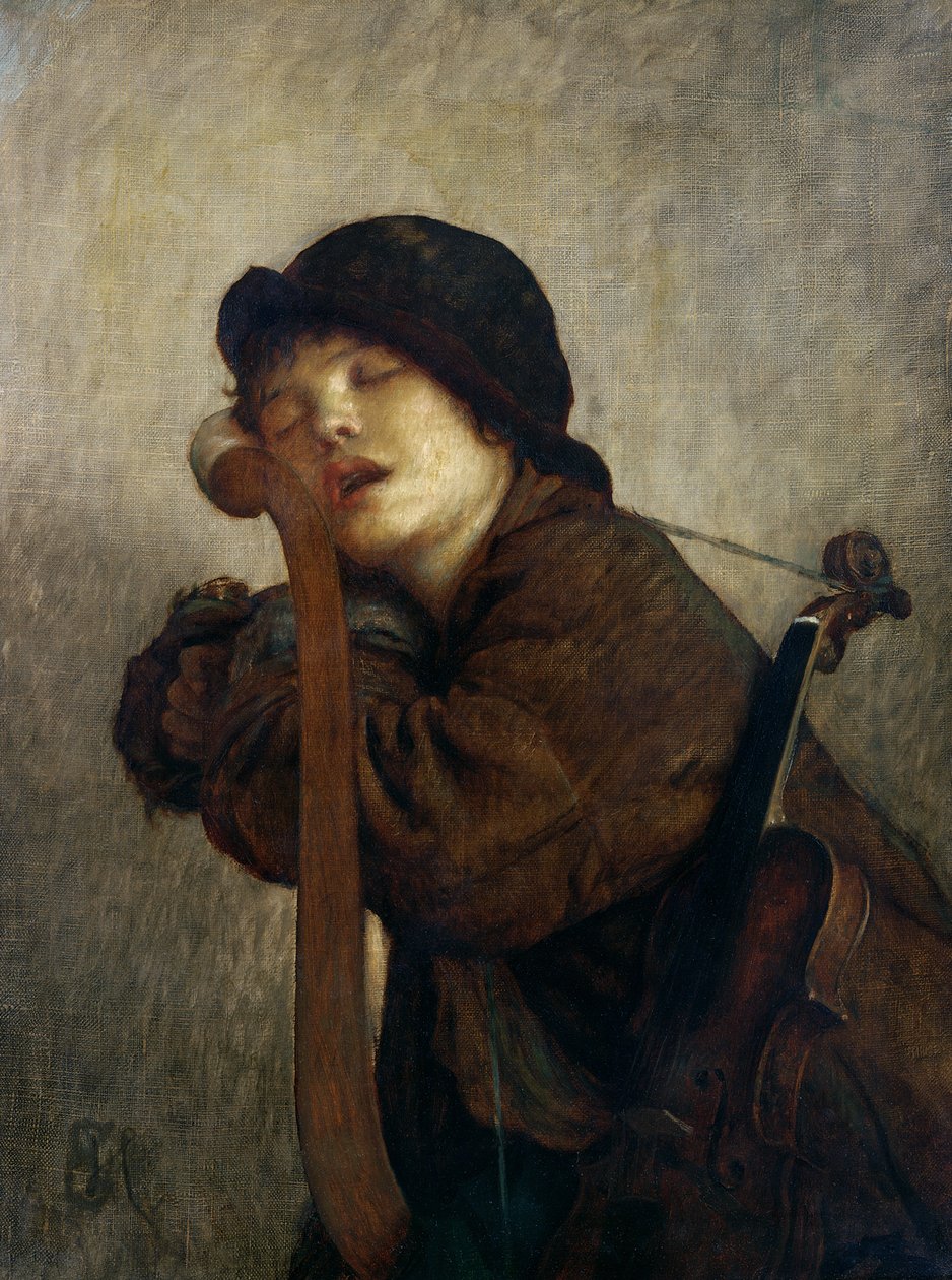 Mały śpiący skrzypek, 1883 autorstwa Antoine Auguste Ernest Herbert or Hebert