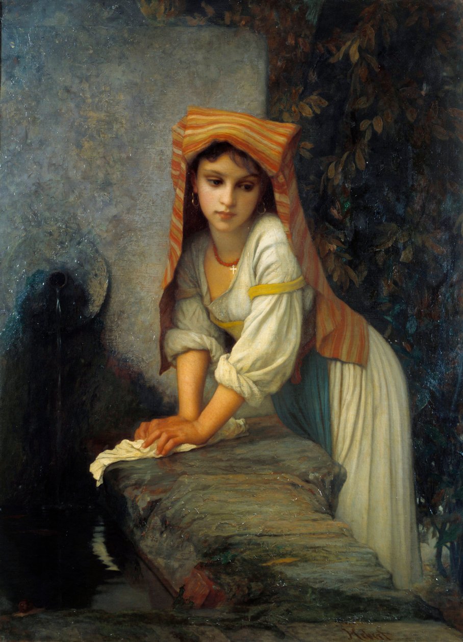 Młoda lavandière Obraz Ernesta Heberta (1817-1908) XIX w. Nd. 0,88x1,2 m Paryż, Muzeum Heberta autorstwa Antoine Auguste Ernest Herbert or Hebert