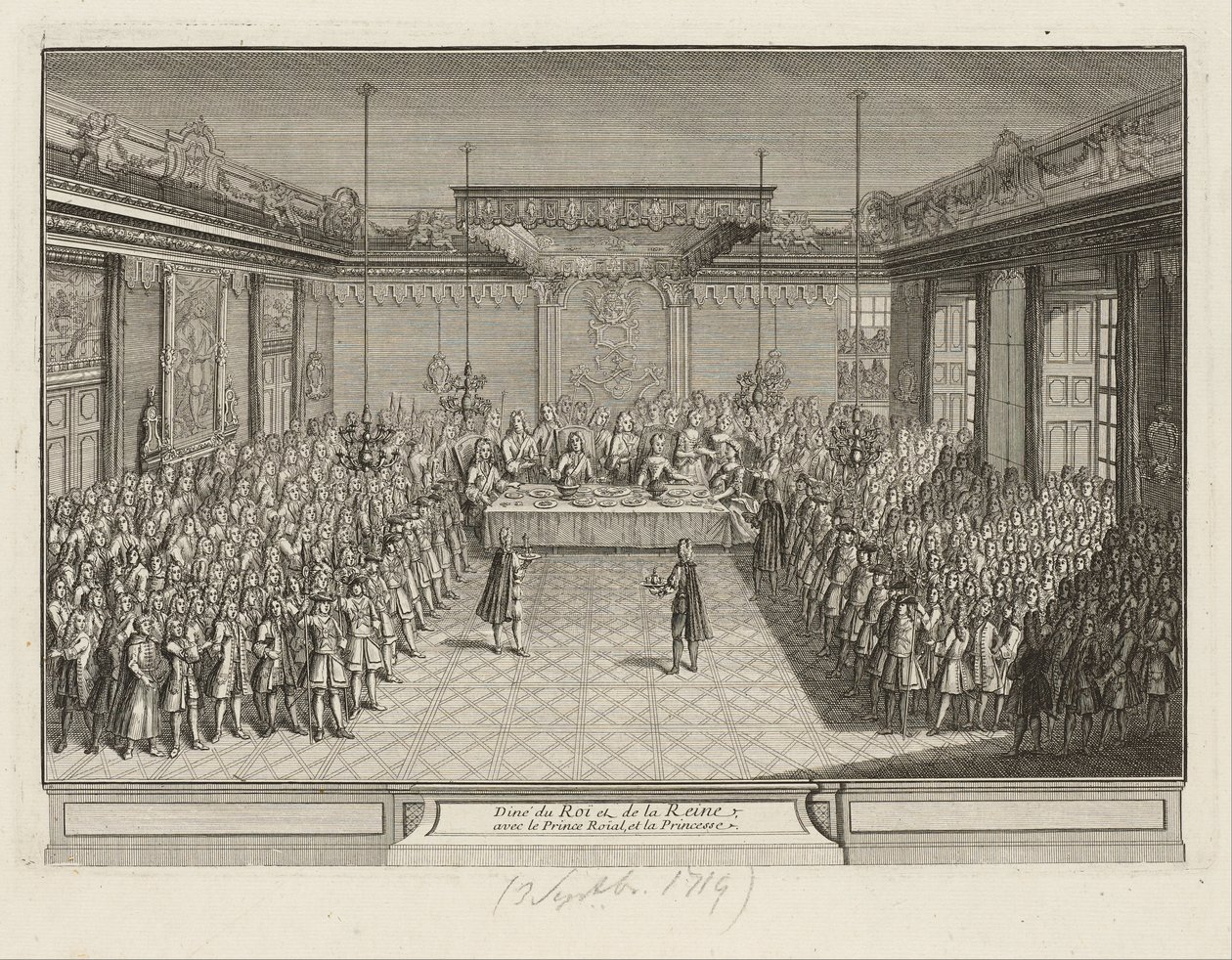 Bankiet pokazowy w Narożnej Sali Paradowej Pałacu Drezdeńskiego 3 września 1719 r. autorstwa Antoine Aveline