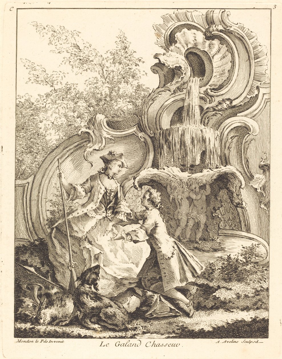Łowca Galand autorstwa Antoine Aveline after Jean Mondon