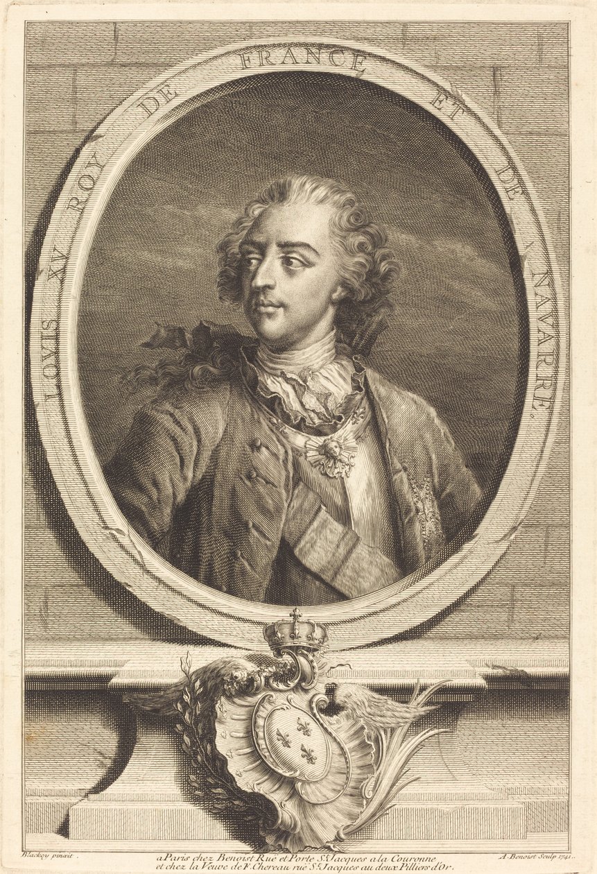 Ludwik XV, król Francji autorstwa Antoine Benoist after Jakob Christoffel Le Blon after Nicholas Blakey