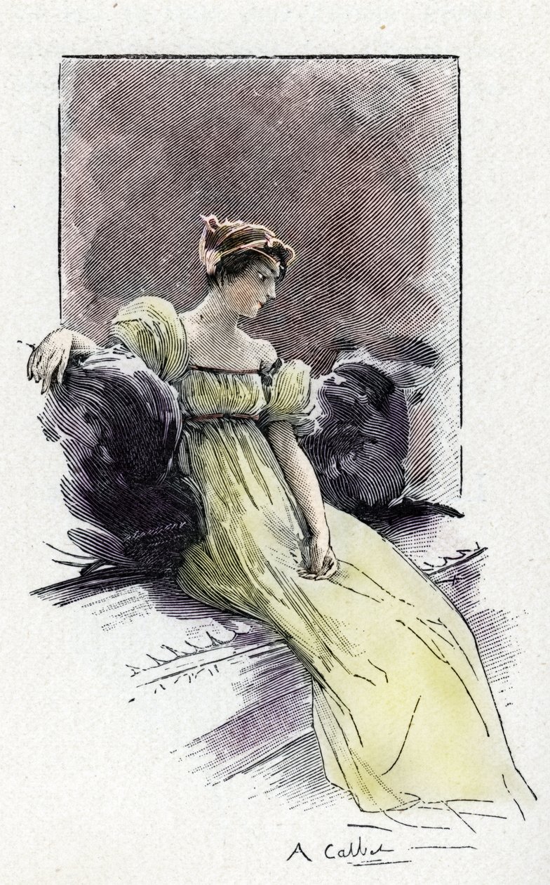 Retrato de Josephine de Beauharnais (1763-1814) na época de seu encontro com Napoleão Bonaparte (1769-1821) por volta de 1795 (Retrato de Josephine de Beauharnais pouco antes de seu casamento com Napoleão Bonapartepolonês autorstwa Antoine Calbet