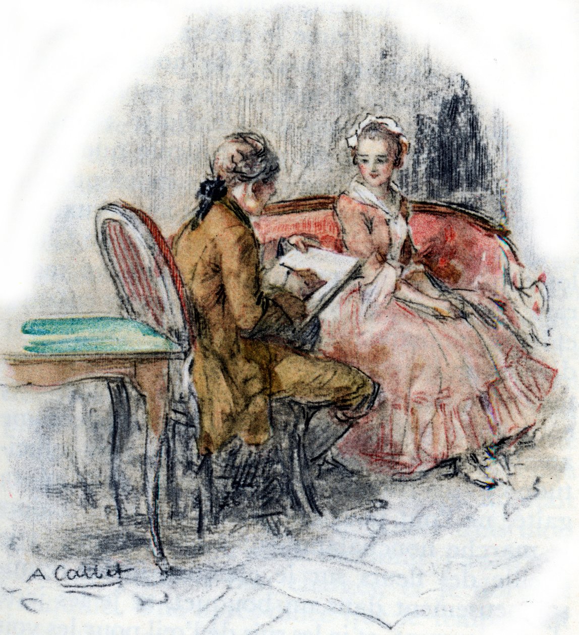 Werther rysuje Charlotte autorstwa Antoine Calbet