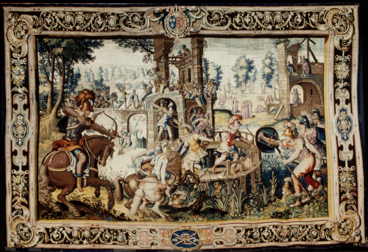 Ćwiczenie w ataku i obronie bastionu, projekt 1562–1565 (tkanina 1611–1627) (wełna i jedwab) autorstwa Antoine Caron