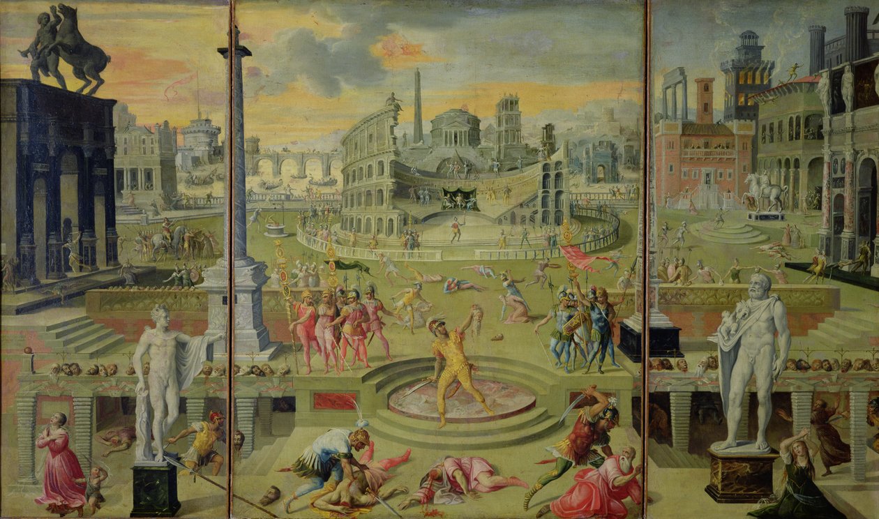 Masakra Triumwiratu, 1566 autorstwa Antoine Caron