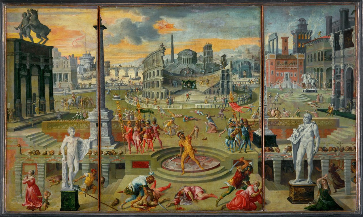 Masakra Triumwiratu. Aluzja do ... autorstwa Antoine Caron
