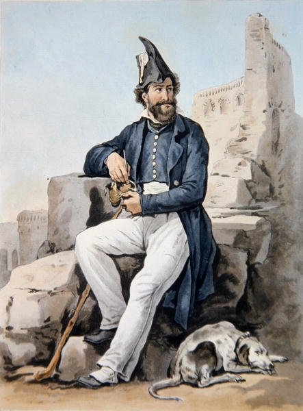 Brodaty żołnierz (kolor lito) autorstwa Antoine Charles Horace Vernet
