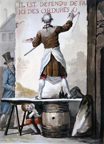 Pisarz i jego asystent (litografia kolorowa) autorstwa Antoine Charles Horace Vernet